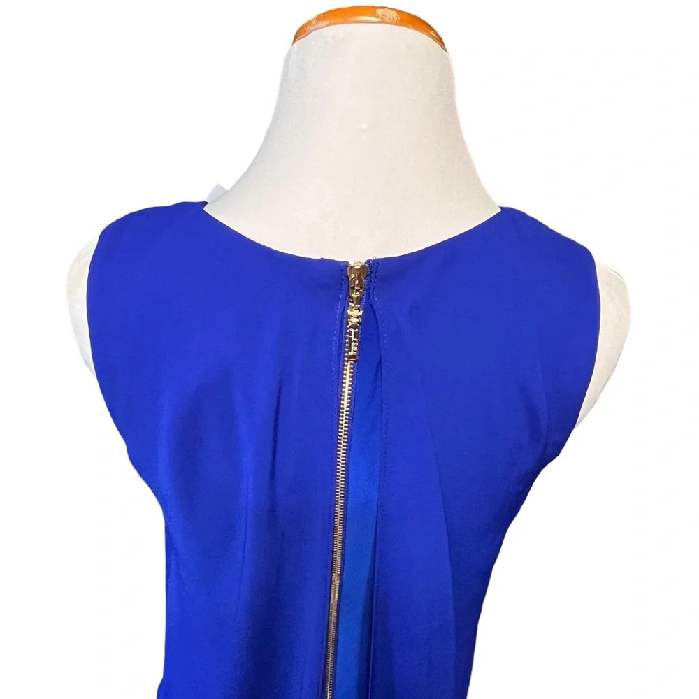 Joseph Ribkoff Cobalt Blue Sheath Dress with Chiffon Overlay - Picture 7 of 10